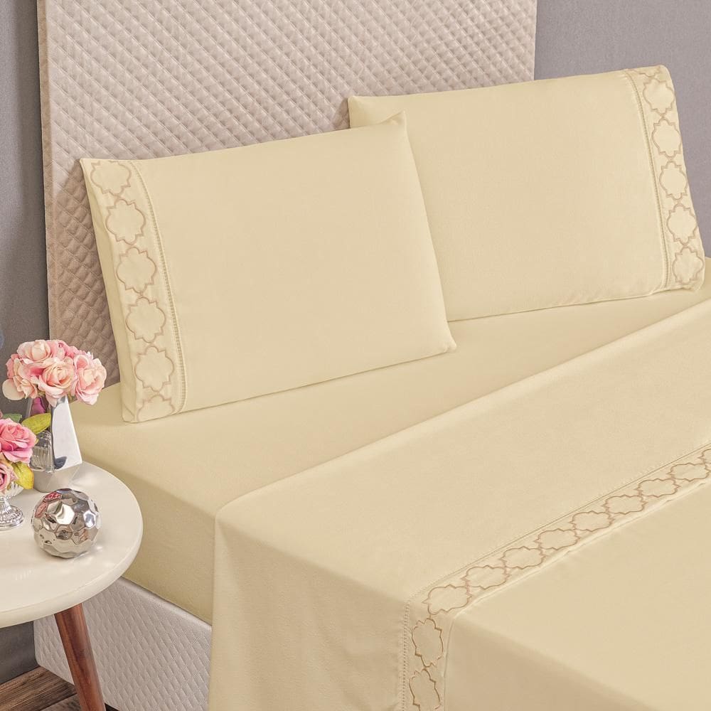 Jogo Cama Lençol Santoro Casal Padrão 4 Peças - Palha
