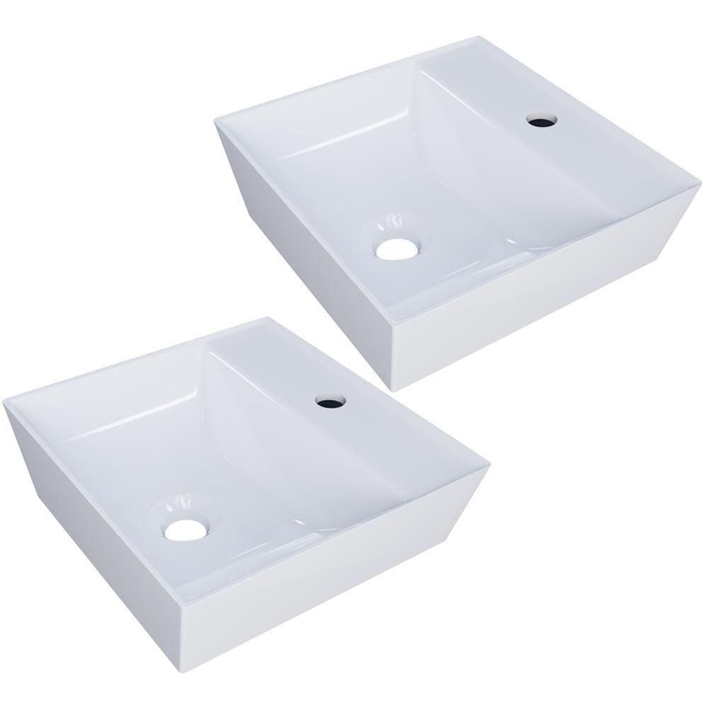 Kit 02 Cubas De Apoio Angular Quadrada Lavabo Volcano C01 Aq33w Branco - Lyam