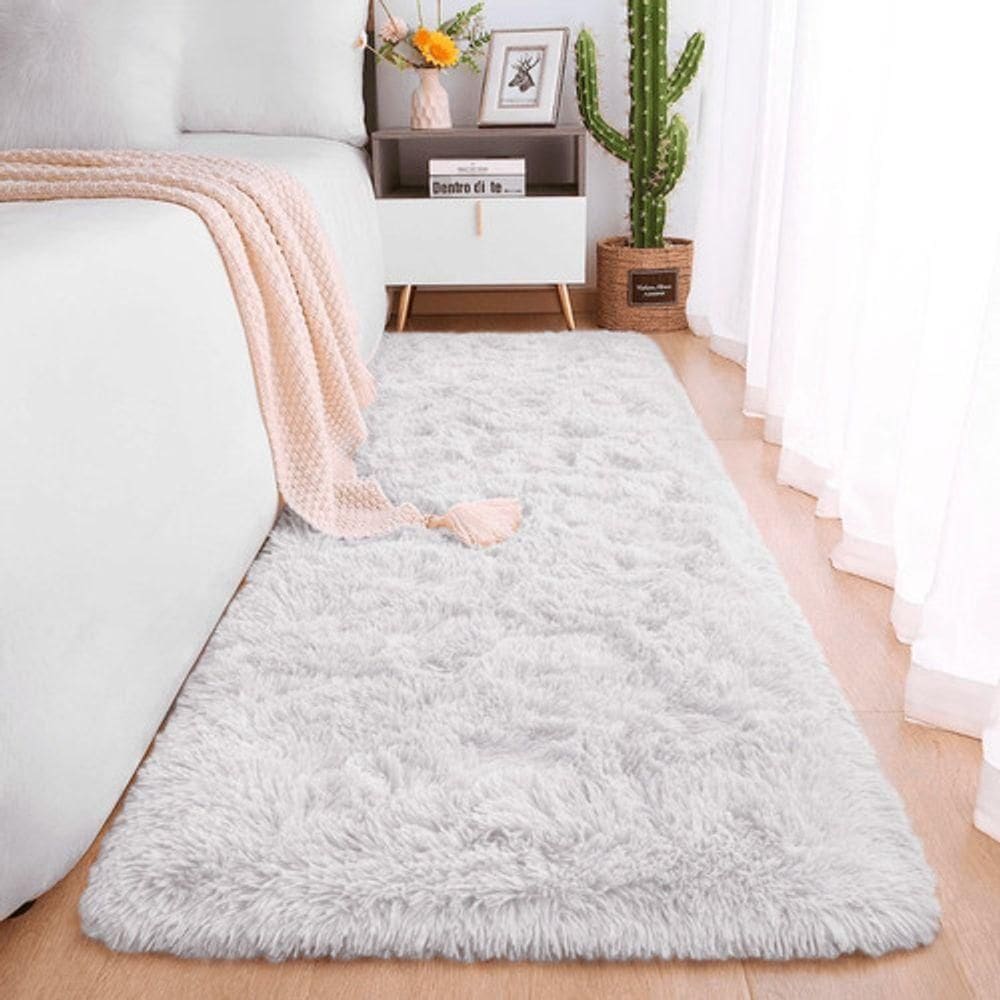 Passadeira Quarto Felpudo Peludo Branco 60 X 180 Cm