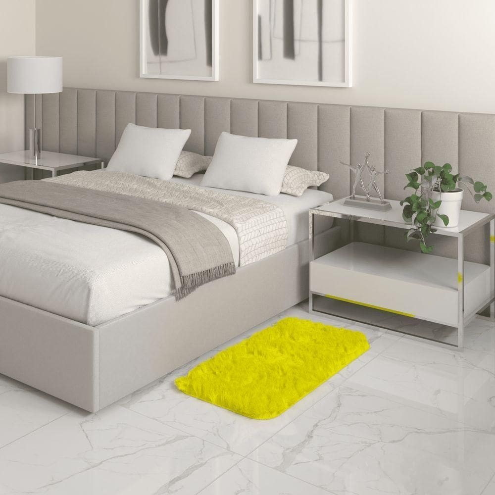 Tapete Sala Felpudo Peludo Amarelo 50 X 100 Cm