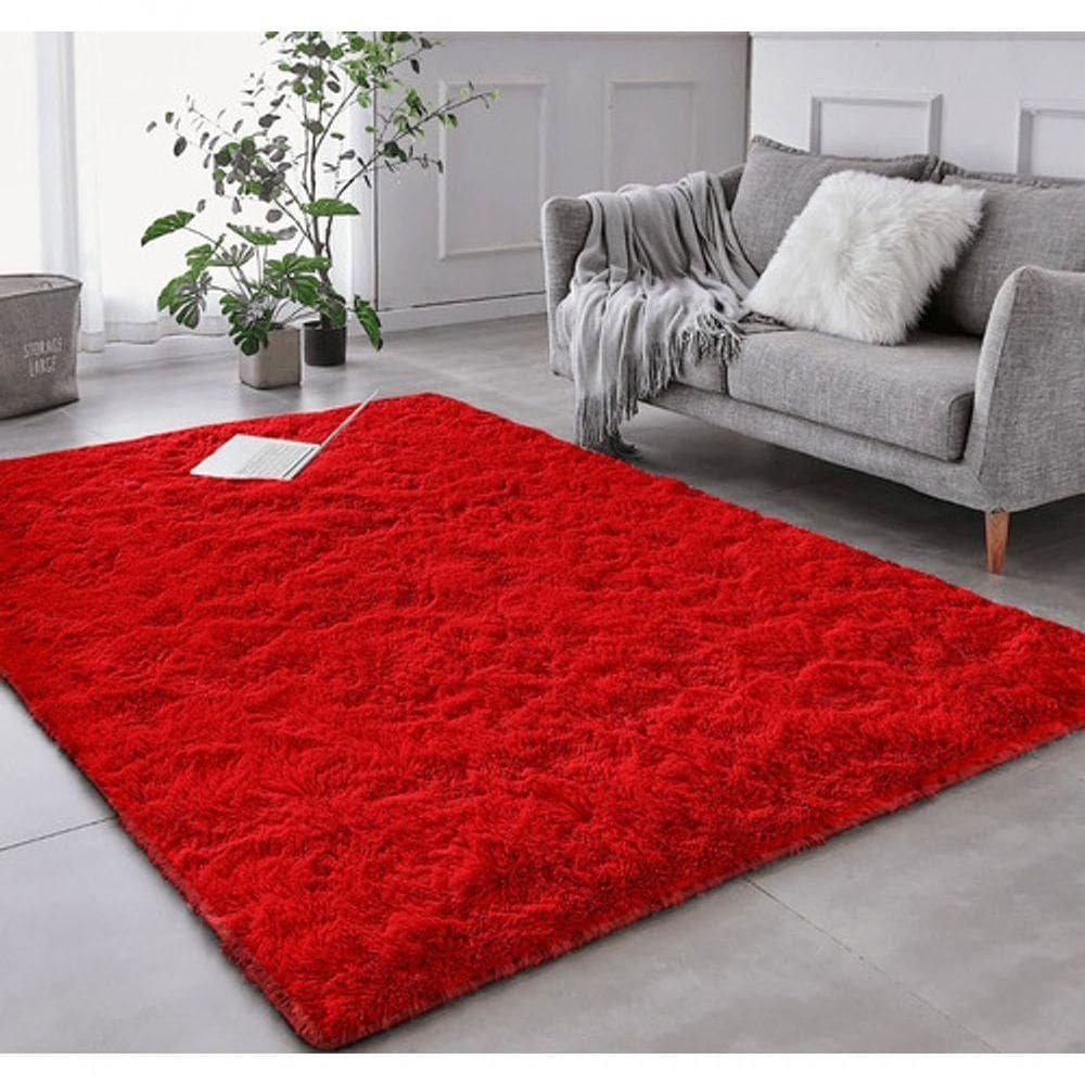 Tapete Sala Felpudo Peludo Vermelho 200 X 200 Cm