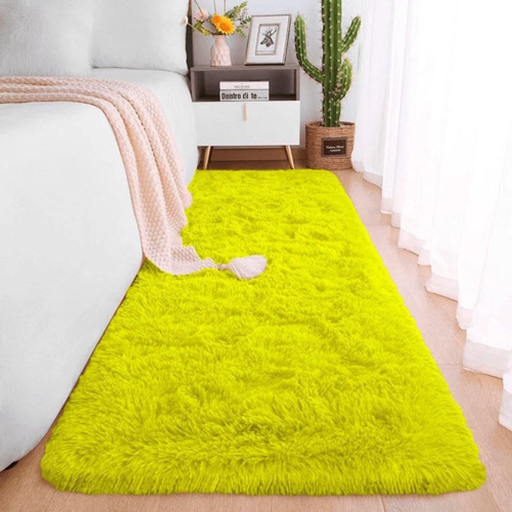 Passadeira Quarto Felpudo Peludo Amarelo 60 X 180 Cm