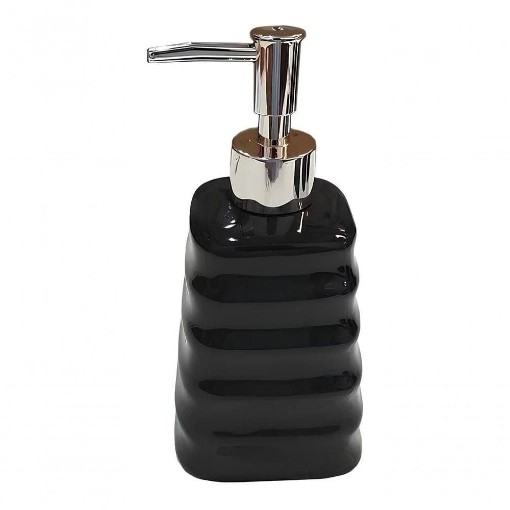 Porta Sabonete Liquido De Cerâmica Modelagem Lavabo Preto