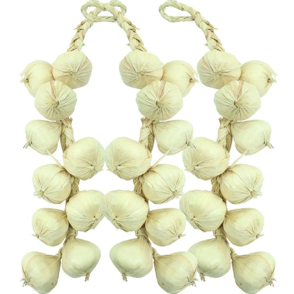 Kit 3 Tranças De Alho Artesanal Decoração Artificial 42cm