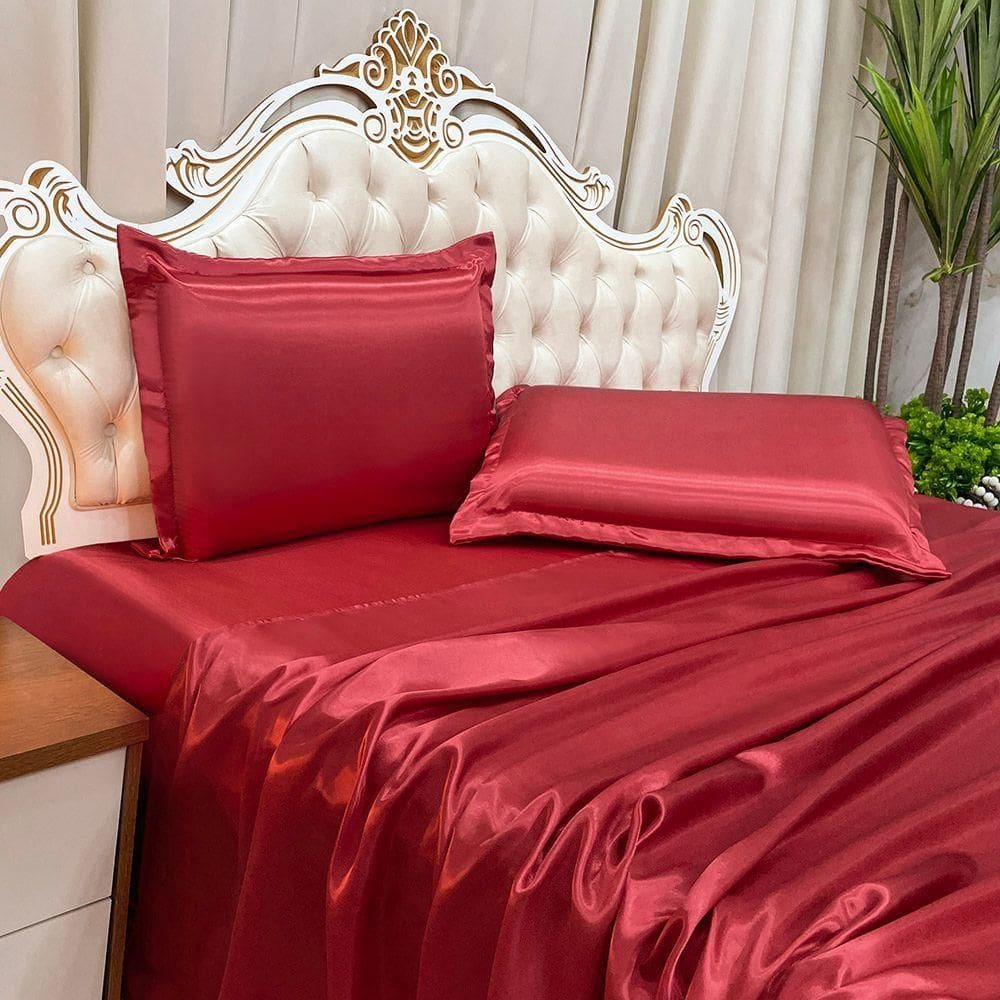 Jogo De Cama Lençol Casal Luxo Charmousse 4 Peças - Vermelho