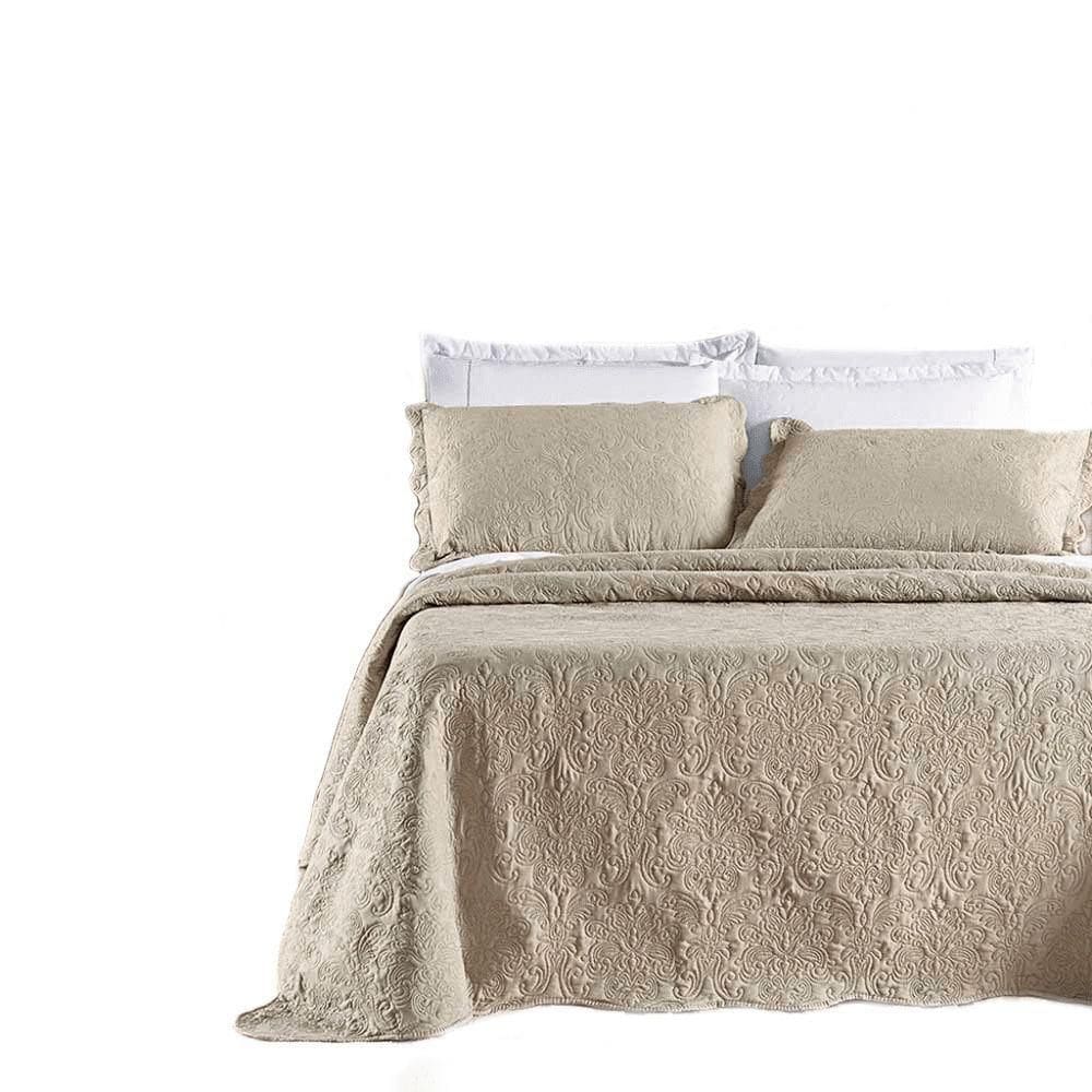 Kit Cobre Leito Colcha Adventure King Dupla Face - Cáqui