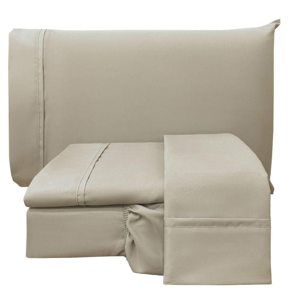 Jogo De Cama Lençol King Conforto Percal 300 Fios 4 Peças - Bege