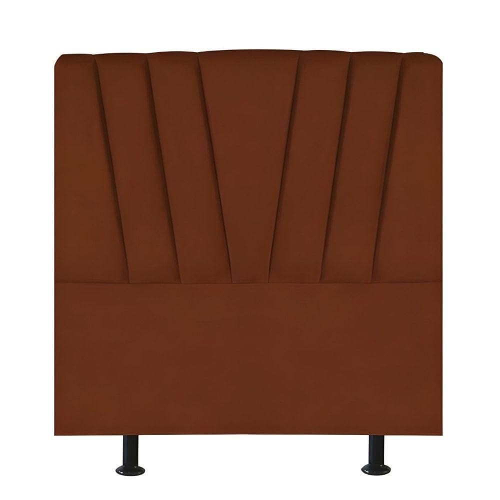 Cabeceira Estofada Cama Solteiro 100 Cm Malu Veludo Terracota