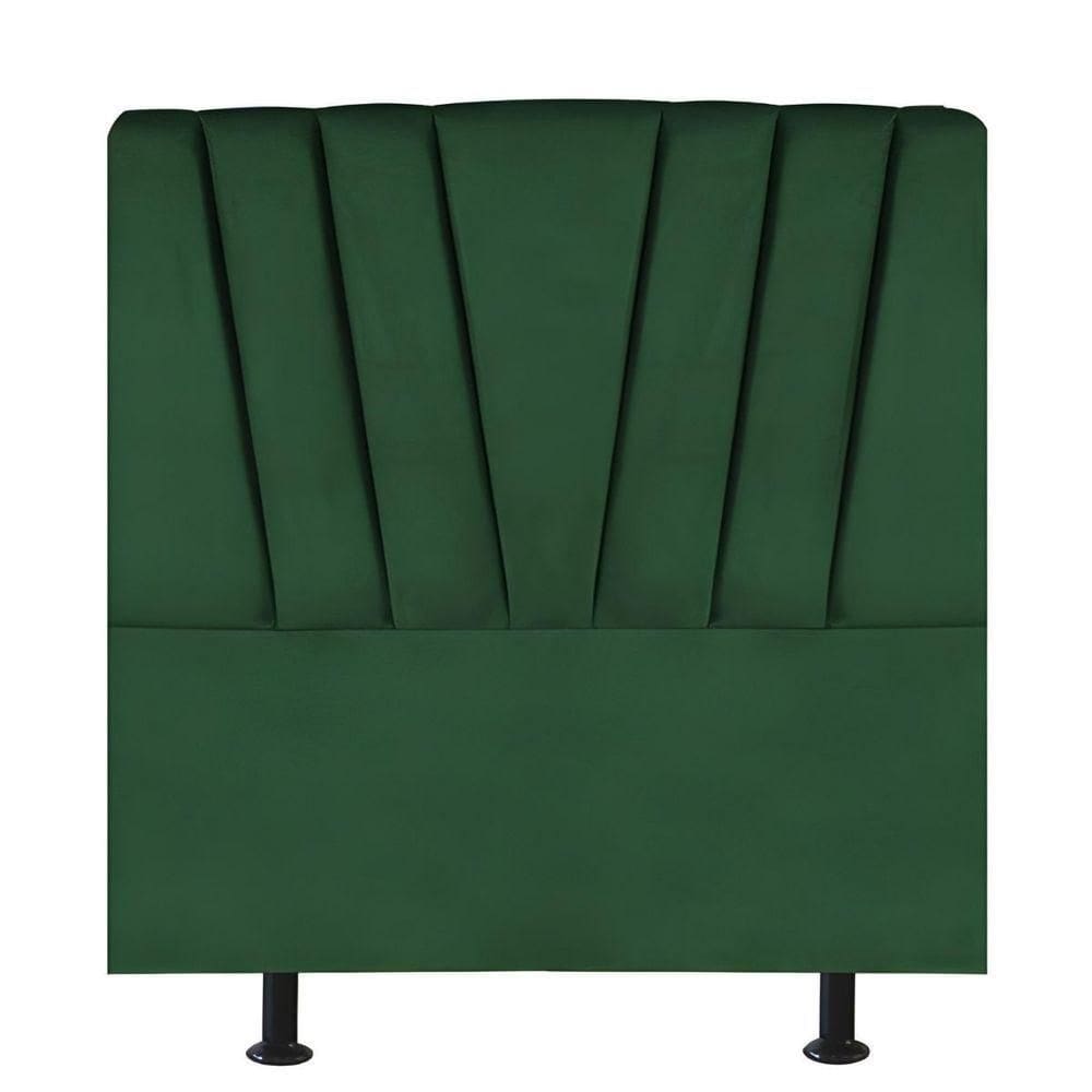Cabeceira Estofada Cama Solteiro 100 Cm Malu Suede Verde