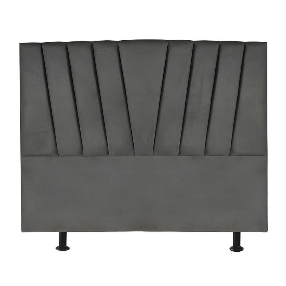 Cabeceira Estofada Cama King 195 Cm Malu Linho Cinza