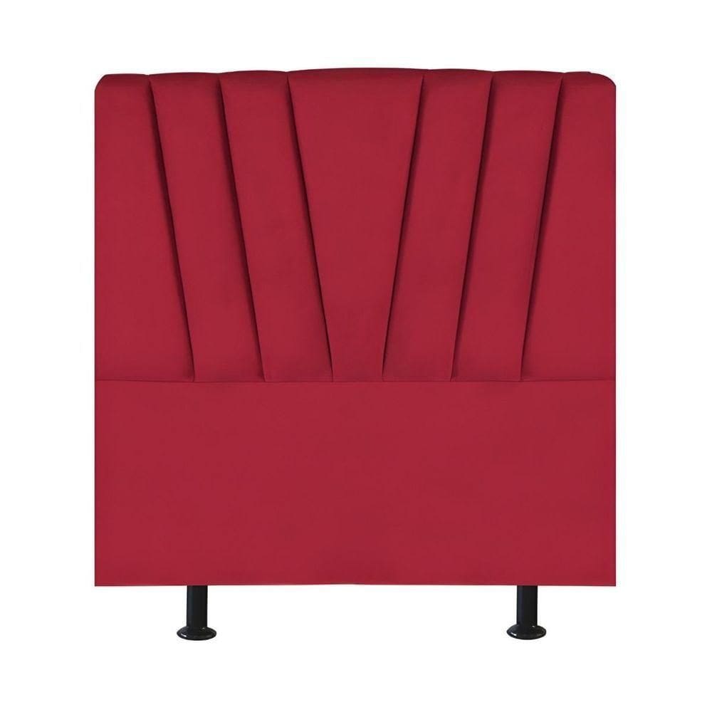 Cabeceira Estofada De Cama Casal 140 Cm Malu Suede Vermelho