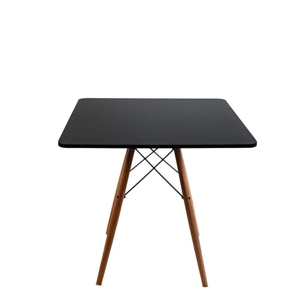 Mesa De Jantar Quadrada Eiffel 90cm Mdf Charles Eames - Base Em Madeira E Aço Carbono