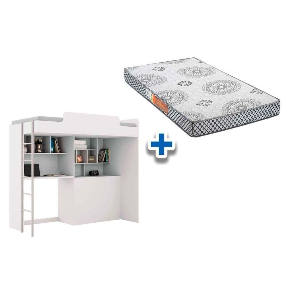 Colchão Pérola Polar (1un) + Multifuncional Teen Aquarela Branco