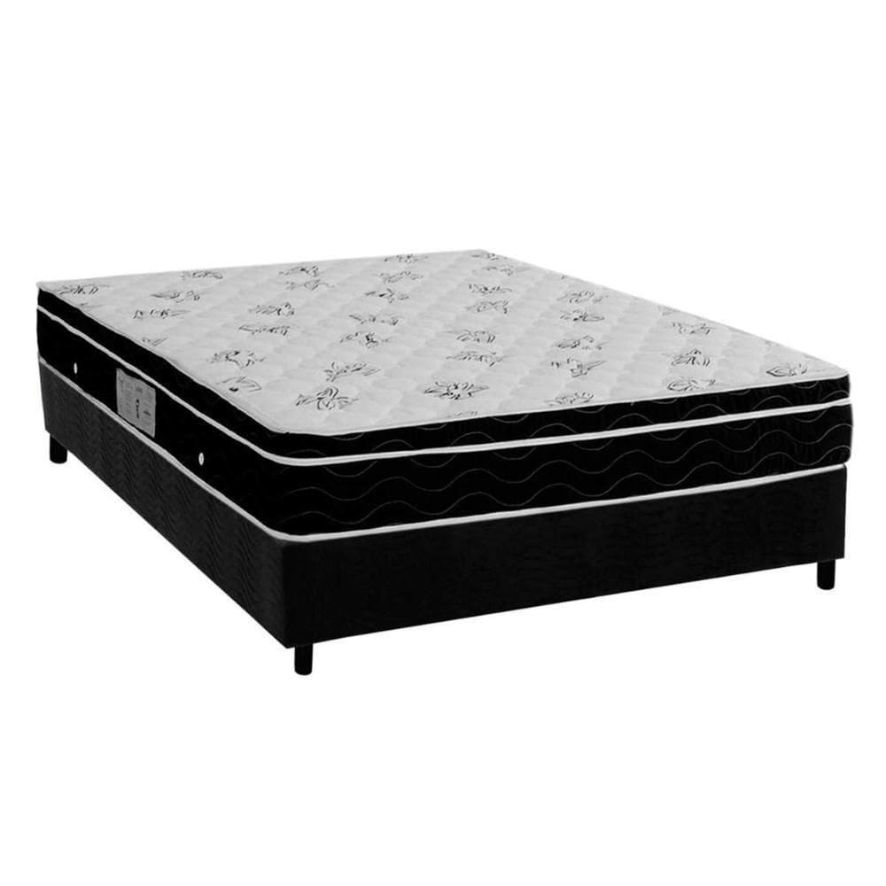 Cama Box Viúva: Colchão Molas Bonnel Ortobom Nanolastic Physical Spring + Base Crc Suede Black(128x188)