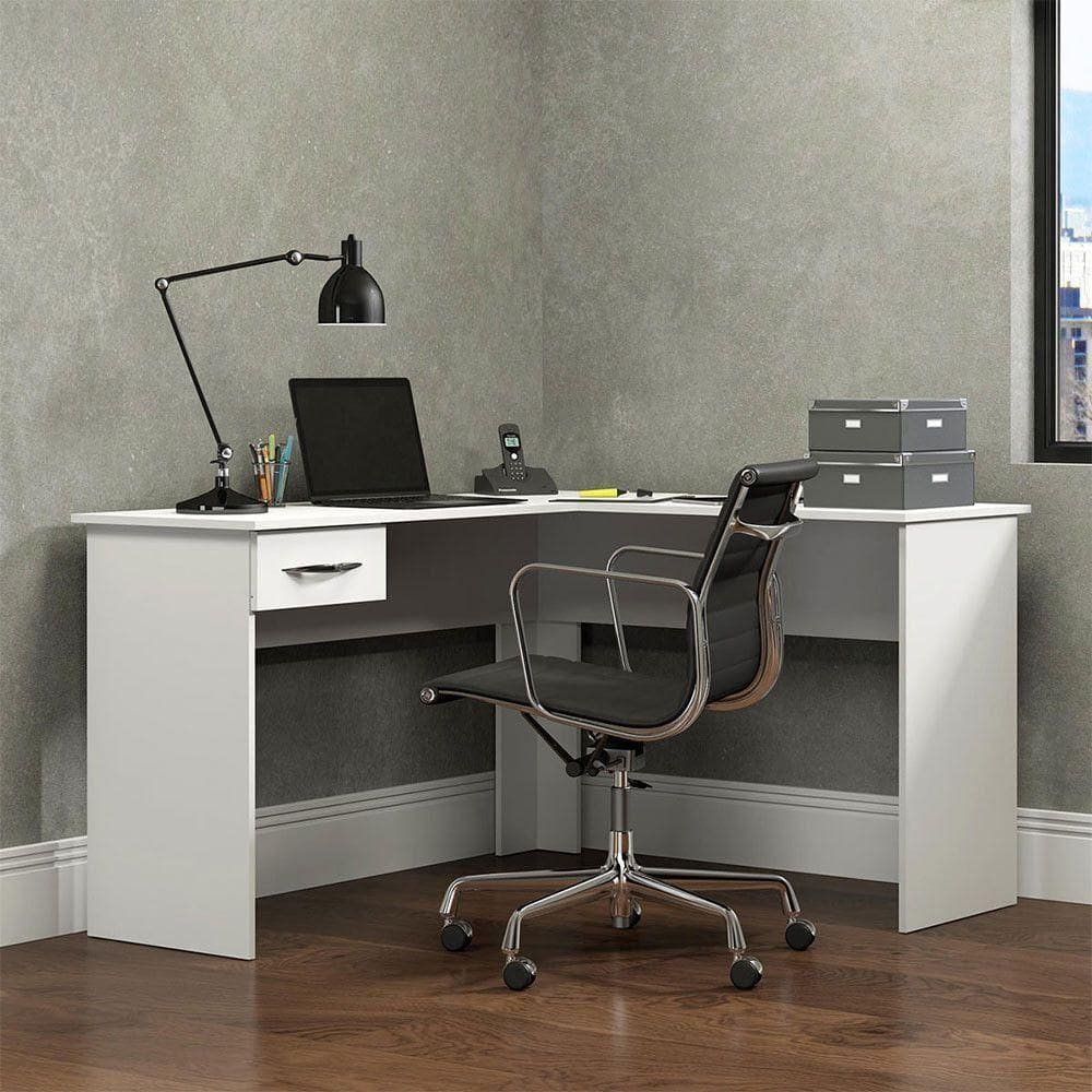 Mesa Escrivaninha De Canto Escritório Mdp Branco Menu Móveis Branco