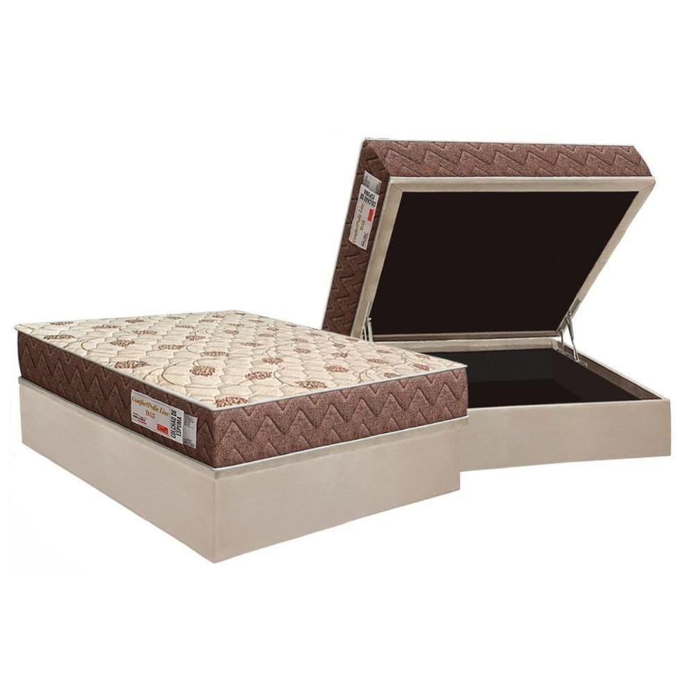 Conjunto Box Baú Casal: Colchão Espuma Orthoflex D33 Comfortpedic + Base Crc Suede Clean(138x188)