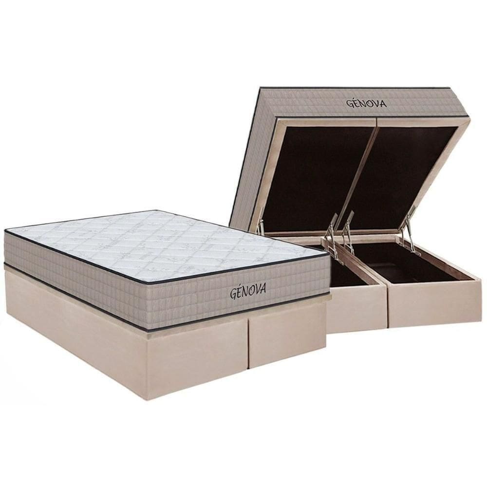 Conjunto Box Baú Queen: Colchão Espuma Orthoflex D45 Genova + Base Crc Suede Clean(158x198)