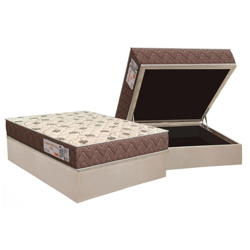 Conjunto Box Baú Casal: Colchão Espuma Orthoflex D28 Comfortpedic + Base Crc Suede Clean(138x188)