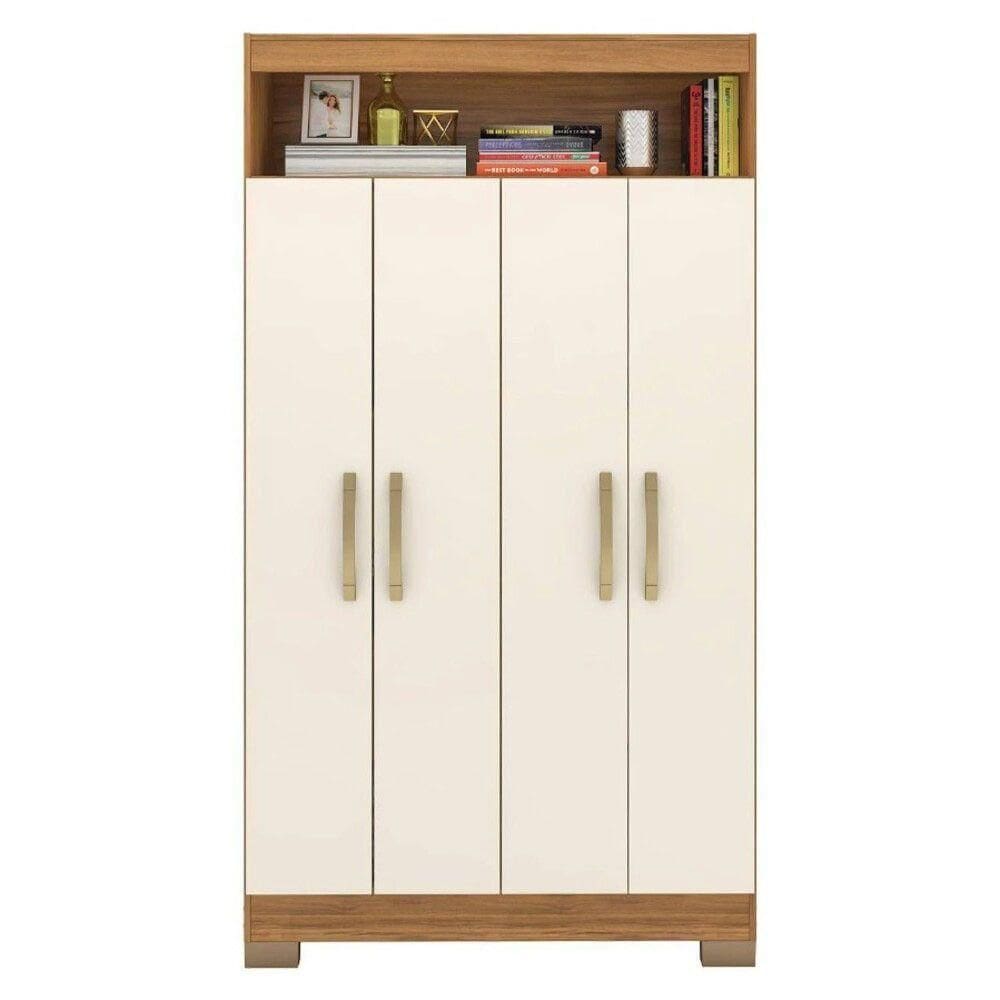 Armário Multiuso 4 Portas E Nicho Nt4040 Com Pés Notável Freijo Trend Com Off White