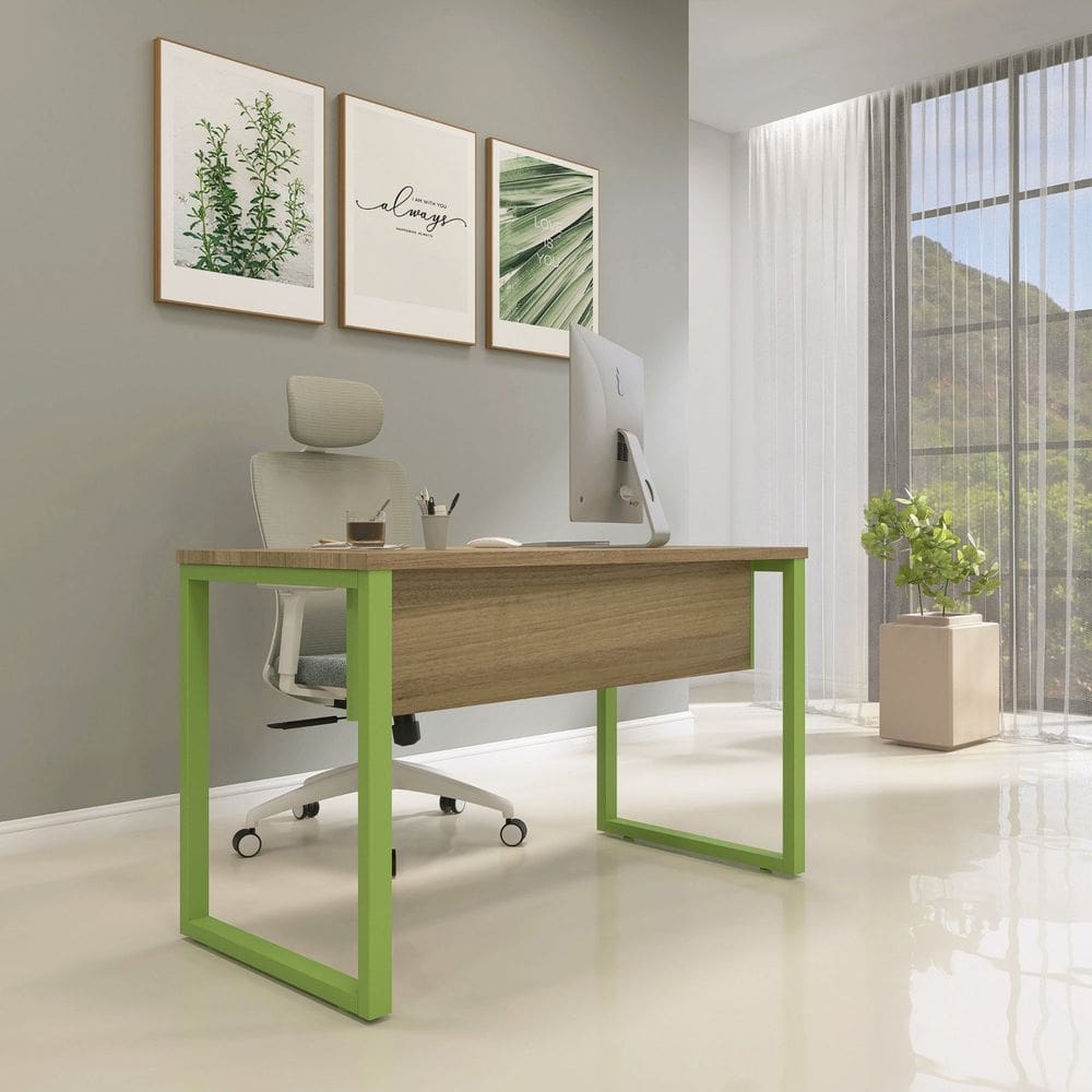Escrivaninha para Escritório 73,5cm X 150cm Noce Naturalle/Verde Miró