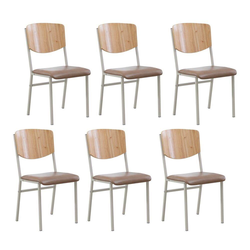 Cadeiras para Sala de Jantar 6 Unidades Confort Bege / Champanhe