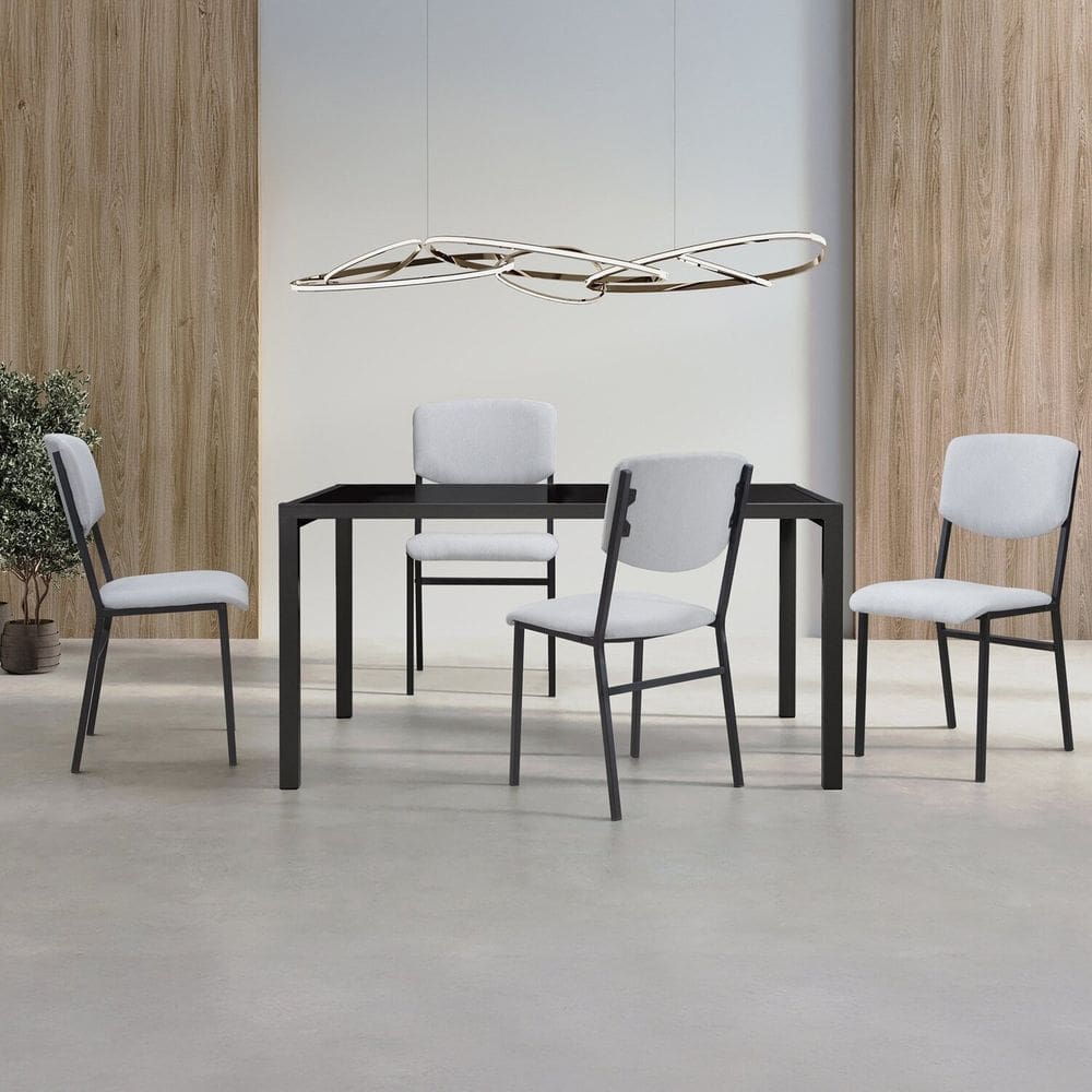 Conjunto para Sala de Jantar com 4 Cadeiras Confort Preto Fosco / Bege