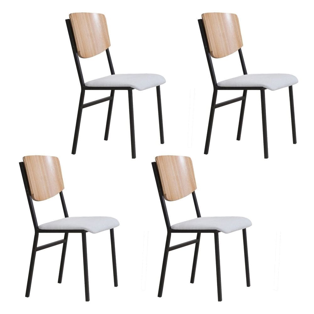Conjunto 4 Cadeiras para Sala de Jantar Confort Bege / Preto