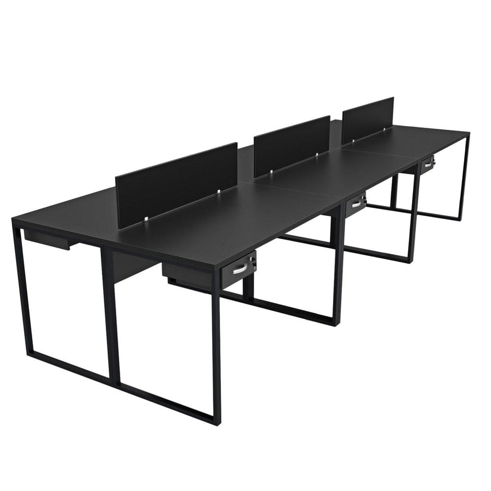 Escrivaninha para Escritório com Gavetas Industrial Preto