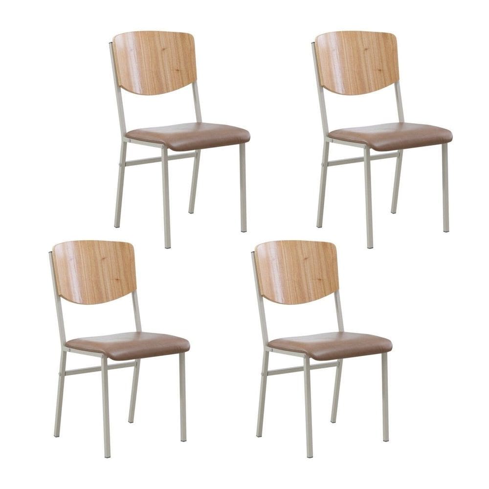 Cadeiras para Sala de Jantar 4 Unidades Confort Bege / Champanhe