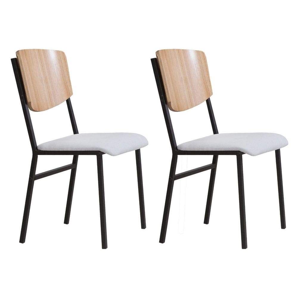 Conjunto 2 Cadeiras para Sala de Jantar Confort Bege / Preto