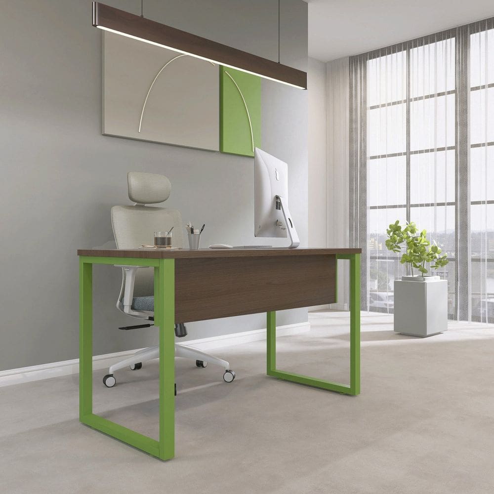 Escrivaninha para Escritório 73,5cm X 150cm Walnut/Verde Miró