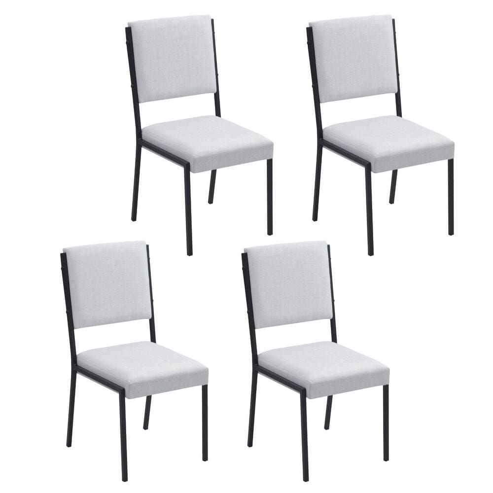 Conjunto 4 Cadeiras para Sala de Jantar Lisboa Cinza / Preto