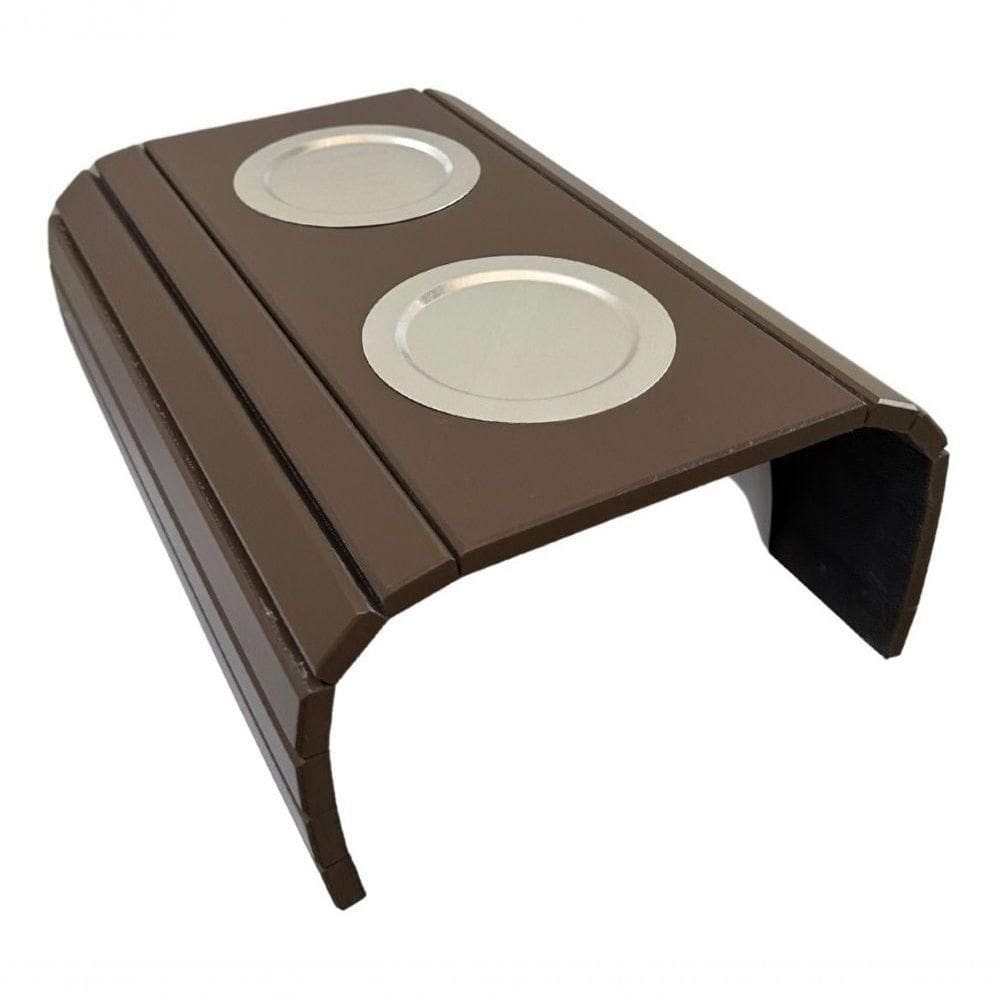 Esteira Bandeija Sofá Porta Copos Alumínio Marrom Laqueada