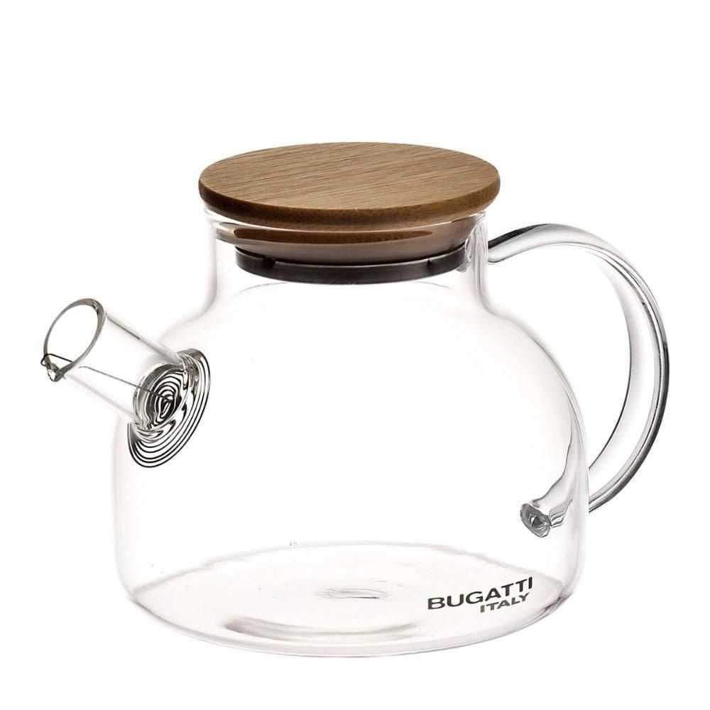 Bule De Vidro Coador De Bico Tampa De Bambu 500ml Bugatti