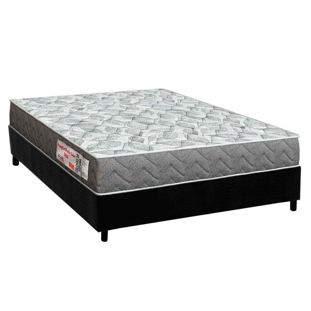 Conjunto Box Viúva: Colchão Espuma Orthoflex D23 Comfortpedic + Base Crc Suede Black(128x188)