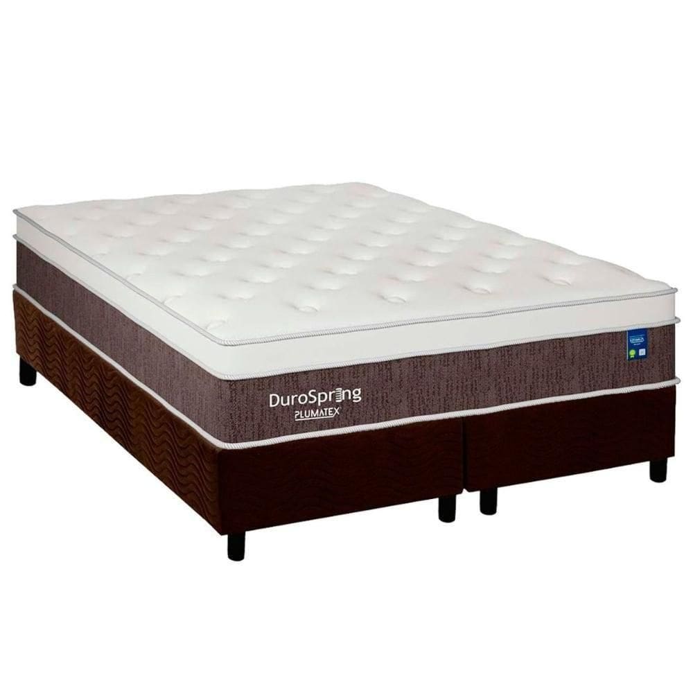 Conjunto Box King: Colchão Molas Plumatex Superlastic Durospring + Base Crc Suede Brown(193x203)