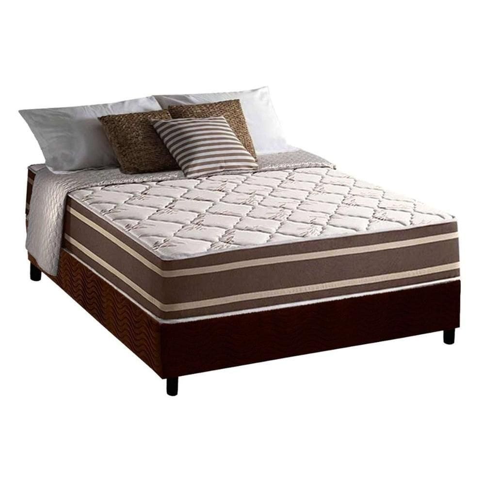 Conjunto Box Casal: Colchão Molas Anjos Superlastic Duo Sono Double Face + Base Crc Suede Brown(138x188)