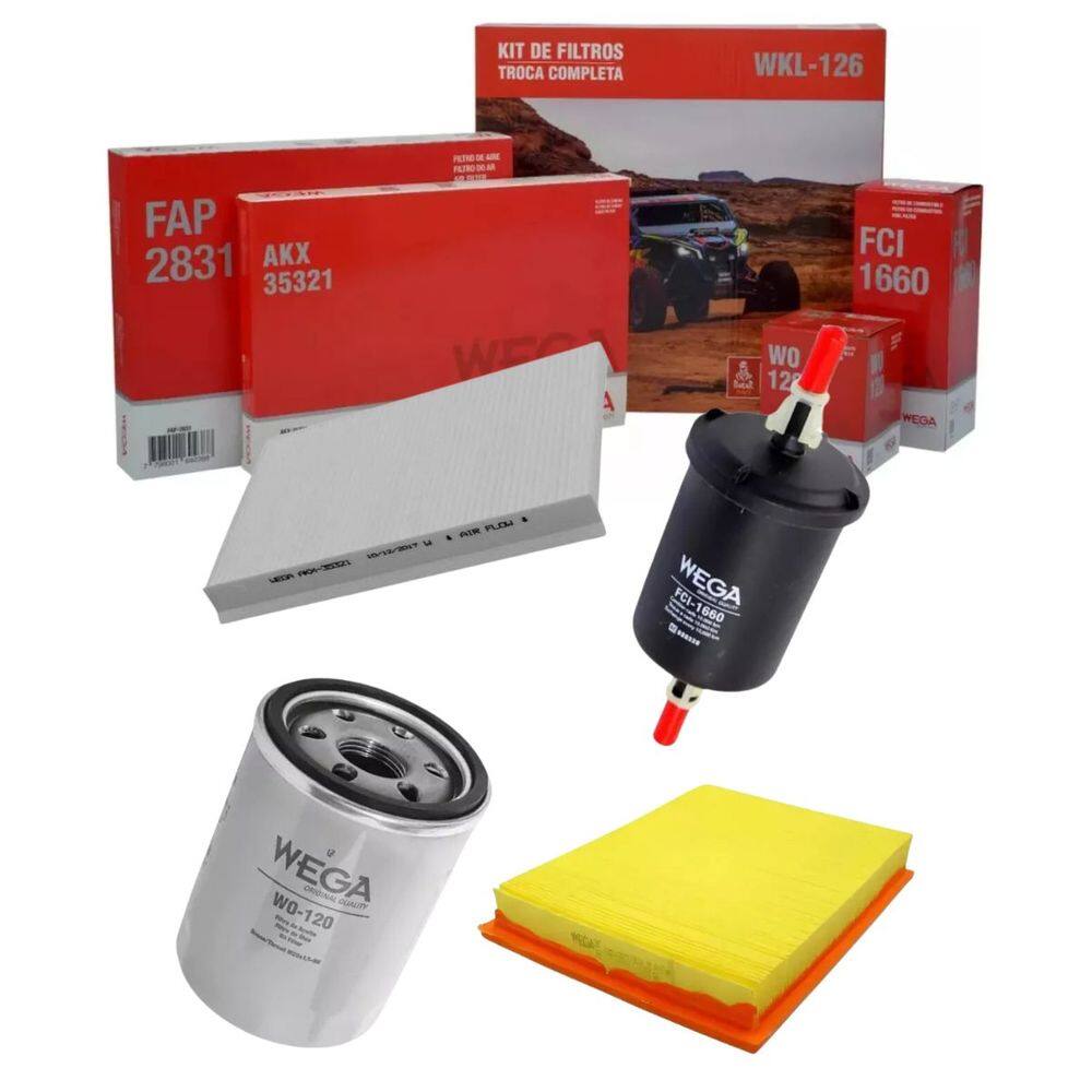 Kit De Filtros Idea 2005 A 2010 / Palio 2003 A 2011 / Palio Weekend 2004 A 2012 / Siena 2004 A 2016 / Strada 2002 A 2012 - Wega Wkl126