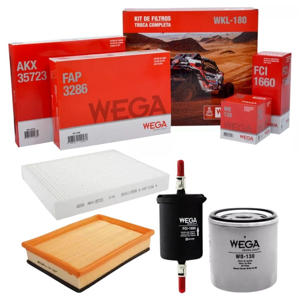 Kit De Filtros Cobalt 2017 A 2020 / Onix 2012 A 2020 / Prisma 2013 A 2019 / Spin 2016 A 2024 - Wega Wkl180