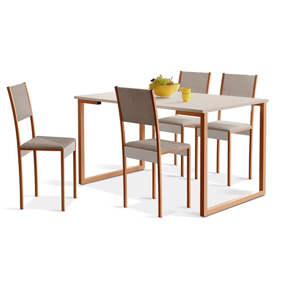 Conjunto De Mesa De Jantar Com 4 Cadeiras Klm Store Cobre Com Off White