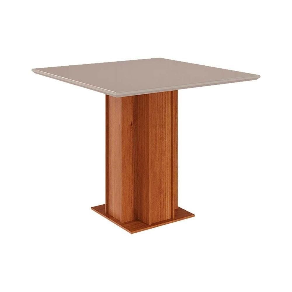 Mesa Para Cozinha Sophia C-tampo Madeirado Vidro 95x95cm Cinamomo-off White - Cimol