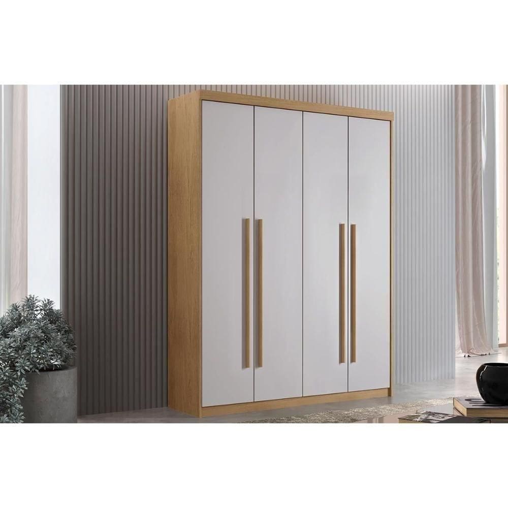 Guarda Roupa 4 Portas E 2 Gavetas Hawaii Naturale/off White - Rufato