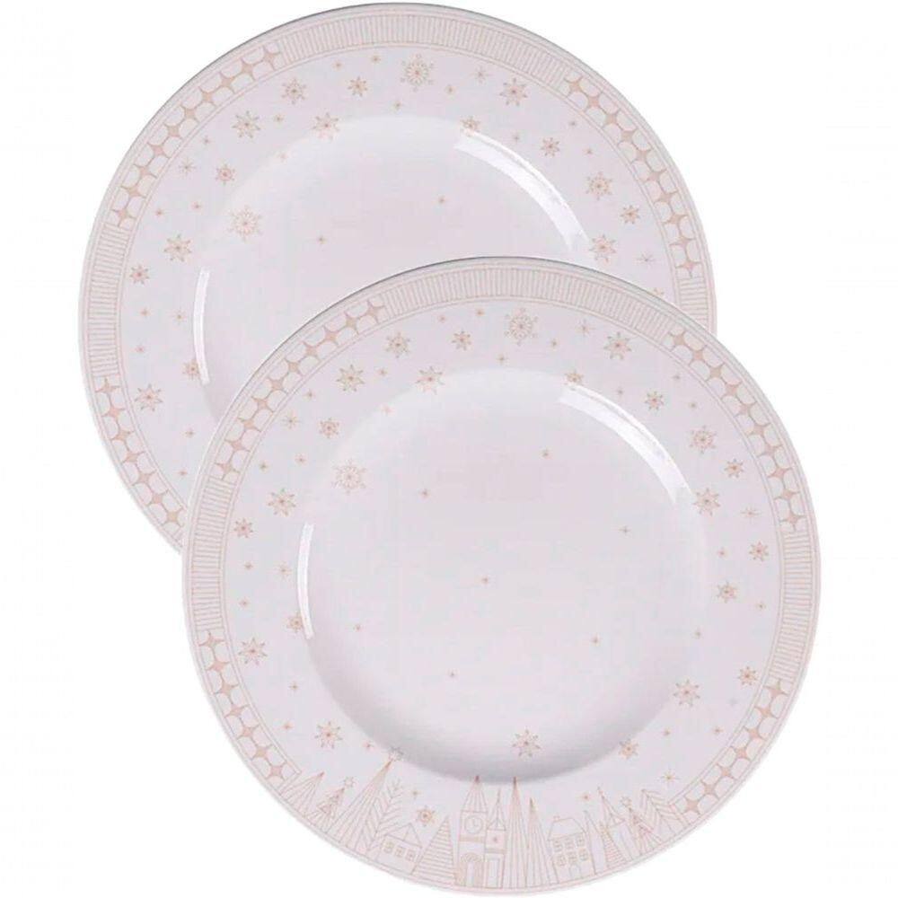 Kit Jogo Pratos Rasos Jantar 4pçs 4 Pessoas Capodanno 28cm