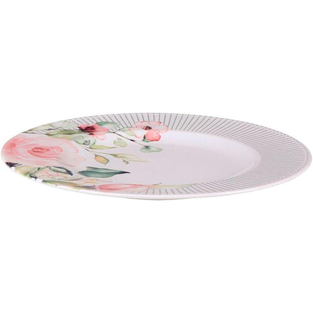 Kit Jogo Prato Raso Jantar 6pçs 6 Pessoas Chá Ornatta 28cm