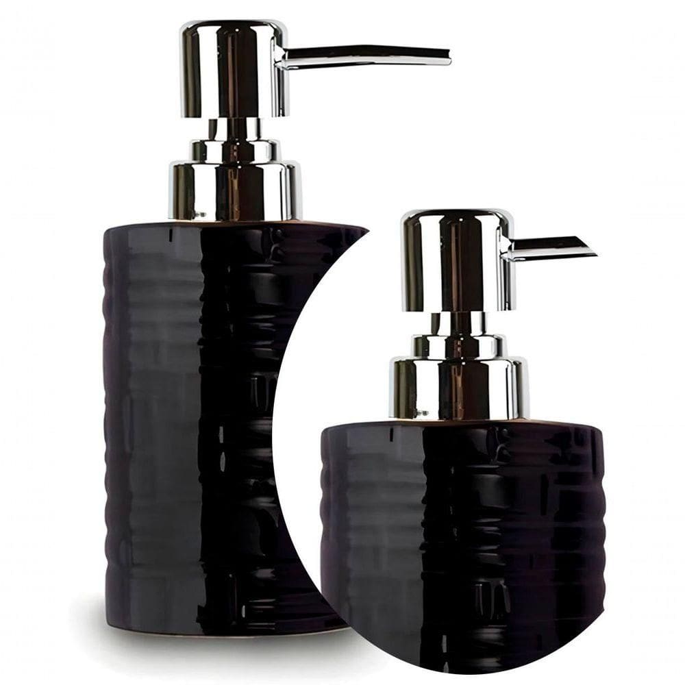 Porta Saboneteira Liquida Modelagem De Cerâmica Lavabo Preto