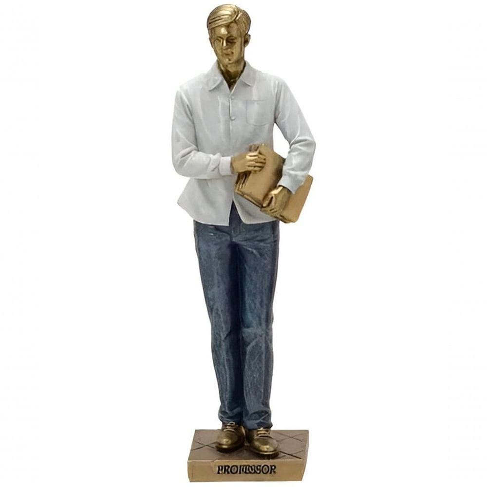 Estatueta Profissão Professor Escultura Enfeite Resina 25cm