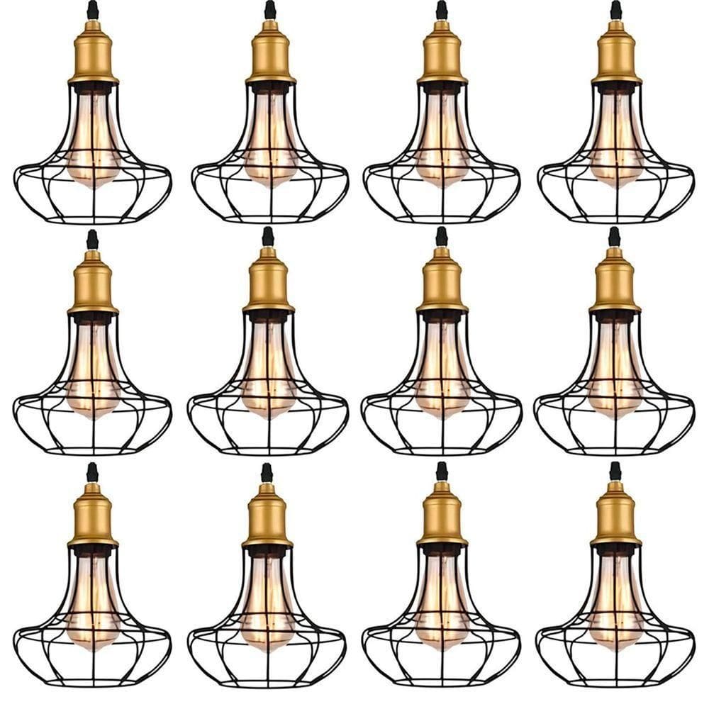 Kit 12 Pendente Aço Taschibra 40w Vintage 185 Preto Lustre