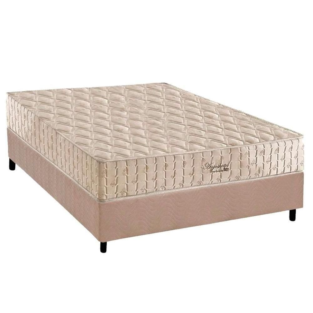 Conjunto Box Casal: Colchão Molas Anjos Superlastic Anjos Hotel Double Face + Base Crc Suede Clean(138x188)
