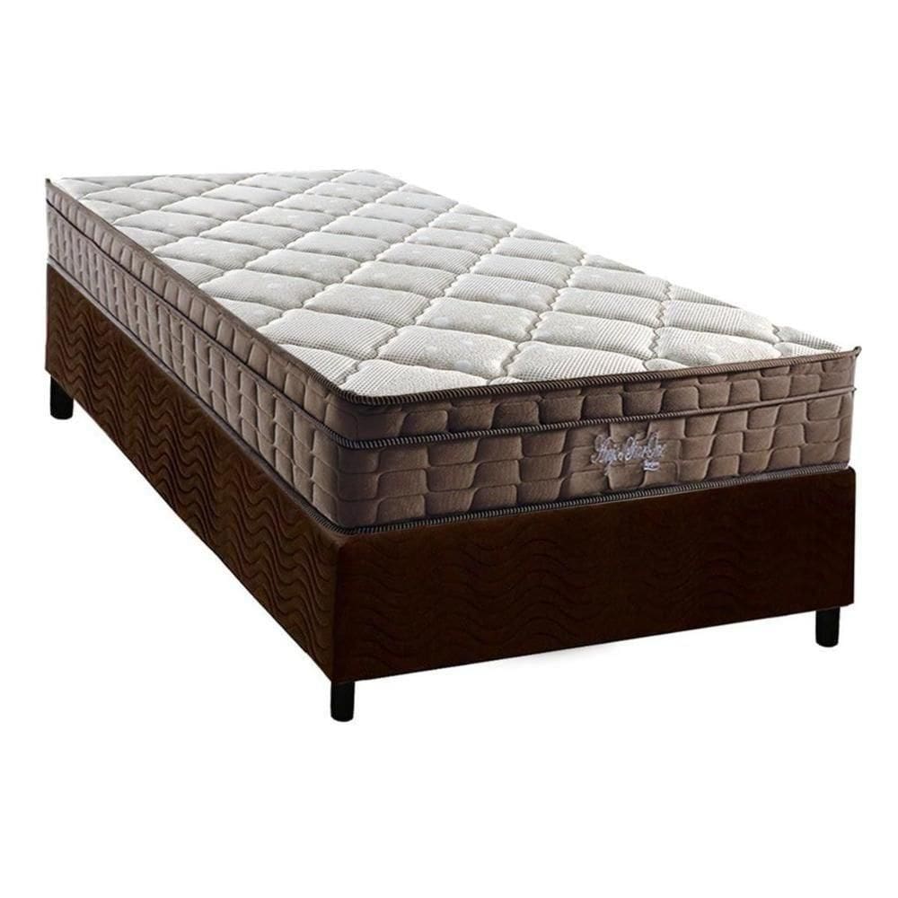 Conjunto Box Solteiro: Colchão Anatômico Anjos D28 - Ag65 Anjos Star + Base Crc Suede Brown(88x188)