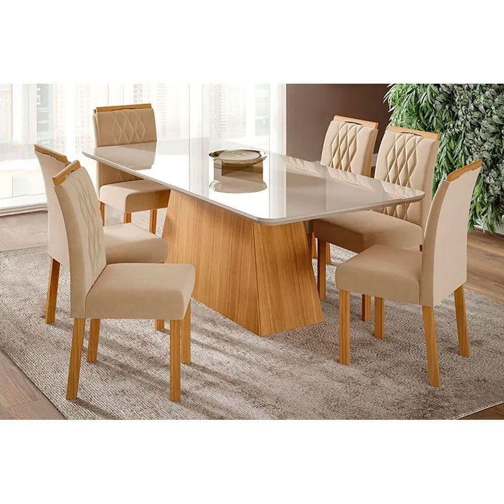 Cadeira Sala De Jantar Juliana Wood Kit 4 Un Madeirado-suede Joli Capuccino